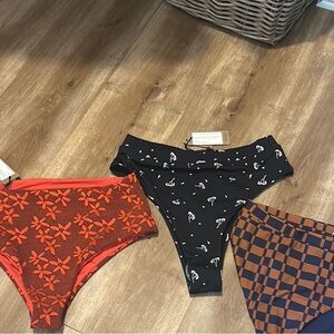 Thrills Black, Orange, and Brown Bikini bottoms